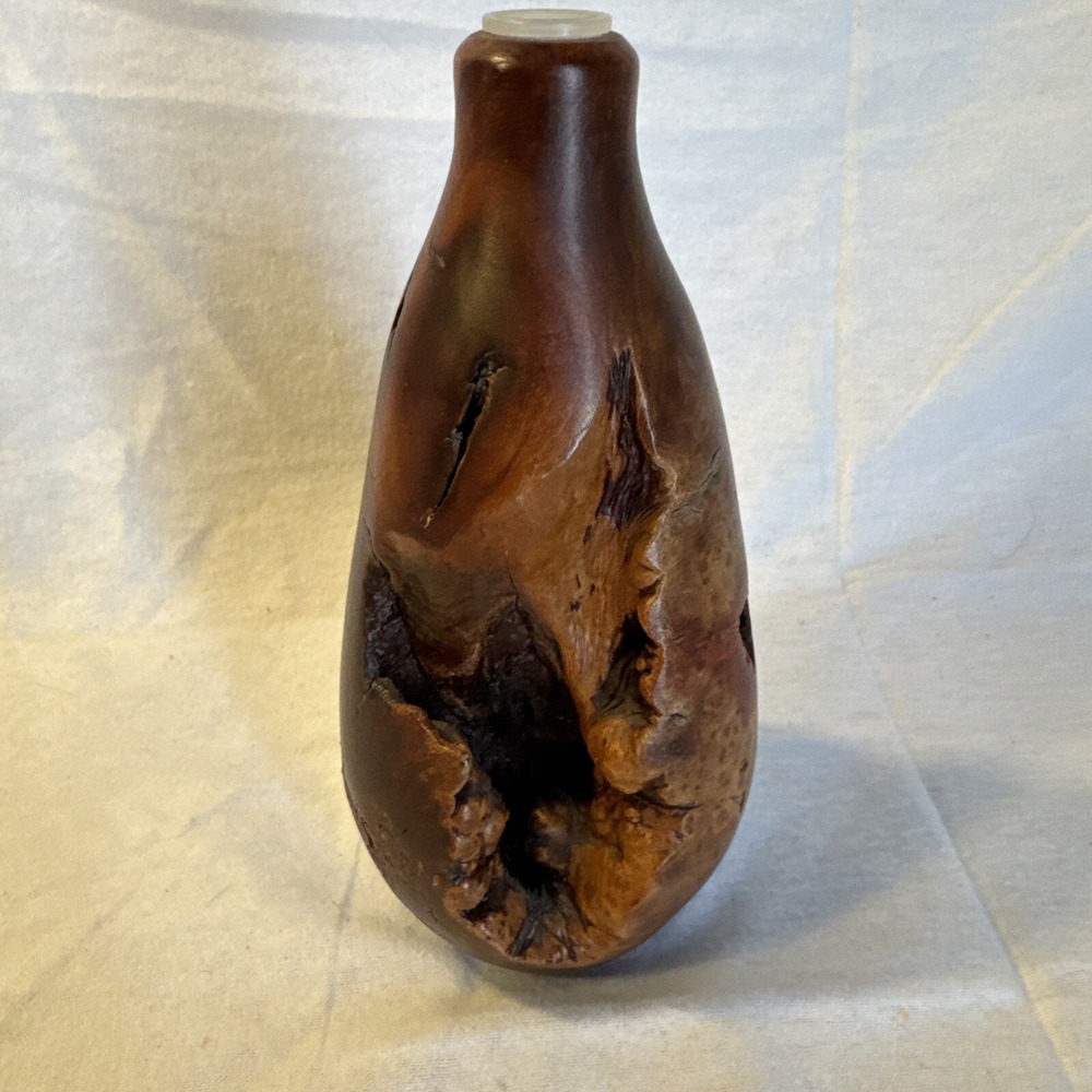 Beautiful Vintage BURL WOOD‎ Art Vessel Bud VASE 7.5" Tall Mid Century Modern